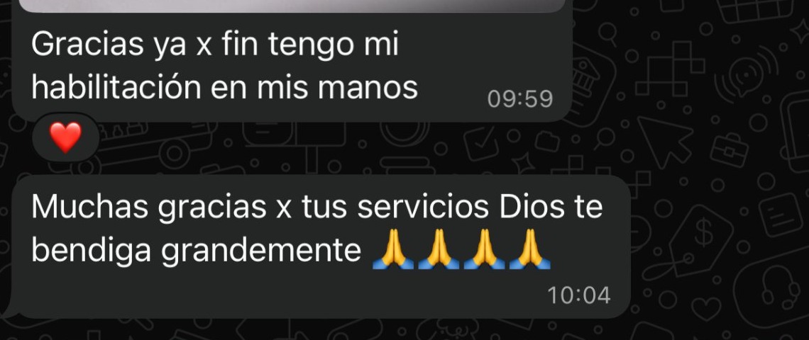 Mensaje real de agradecimiento de un cliente atendido por Laleshka D’Lima